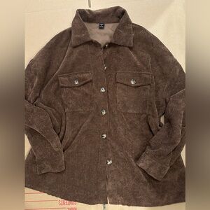 SHEIN Chocolate Corduroy Utility Jacket